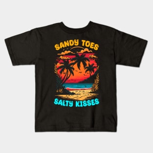 Sandy Toes Salty Kisses | Summer Beach lover Funny Kids T-Shirt